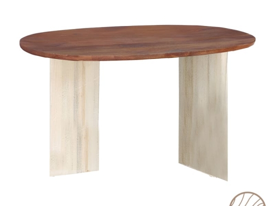Κονσόλα Spline Inart white wash-φυσικό μασίφ ξύλο ακακίας 120x45x76εκ