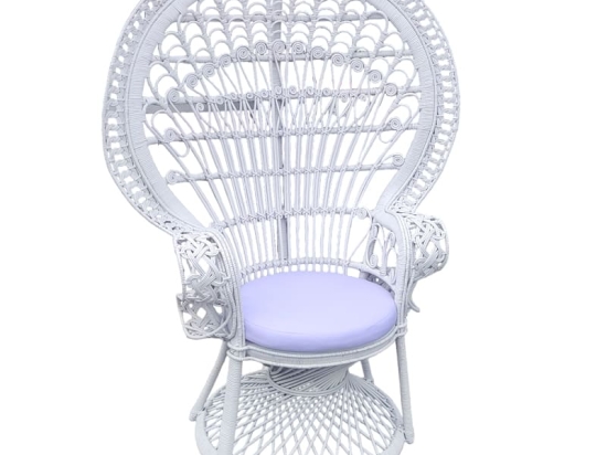 Πολυθρόνα Dorothy Inart με λευκό μαξιλάρι-λευκό rattan 115x57x150εκ
