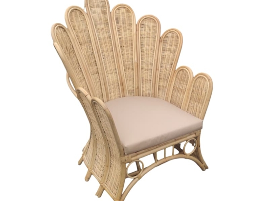 Πολυθρόνα Fragia Inart με μπεζ μαξιλάρι-φυσικό rattan 103x90x120εκ