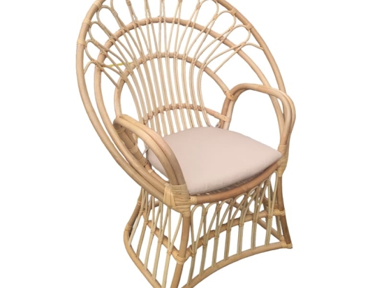 Πολυθρόνα Boloni Inart με μπεζ μαξιλάρι-φυσικό rattan 100x67x120εκ