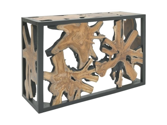 Κονσόλα Donis Inart φυσικό-μαύρο μασίφ ξύλο teak 120x40x75εκ