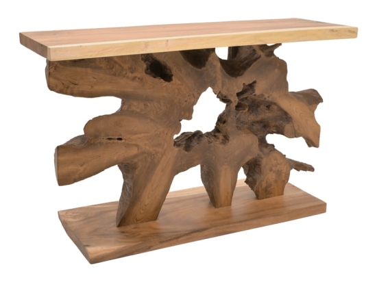 Κονσόλα Nasiol Inart φυσικό μασίφ ξύλο teak 120x40x75εκ