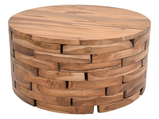 Τραπέζι σαλονιού Wozy Inart φυσικό ξύλο teak Φ90x45εκ
