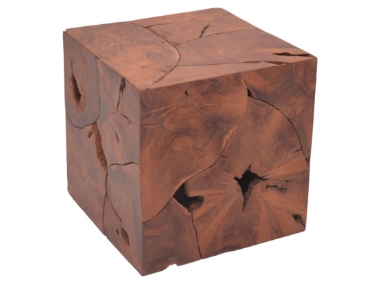 Σκαμπό Boxy Inart φυσικό μασίφ ξύλο teak 40x40x40εκ