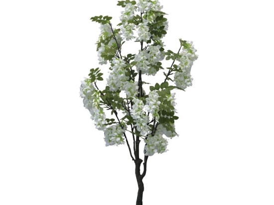 Διακοσμητικό φυτό Bean flowers σε γλάστρα Inart λευκό pp Υ125εκ