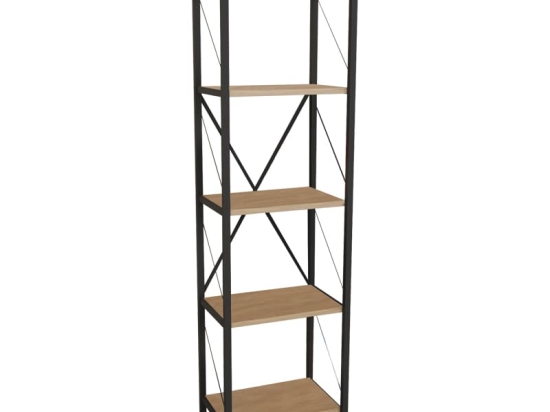 Βιβλιοθήκη Glase pakoworld oak μελαμίνης-μαύρο μέταλλο 40x30x150εκ