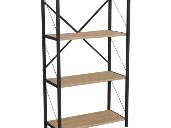 Βιβλιοθήκη Jackrey pakoworld oak μελαμίνης-μαύρο μέταλλο 60x30x114εκ