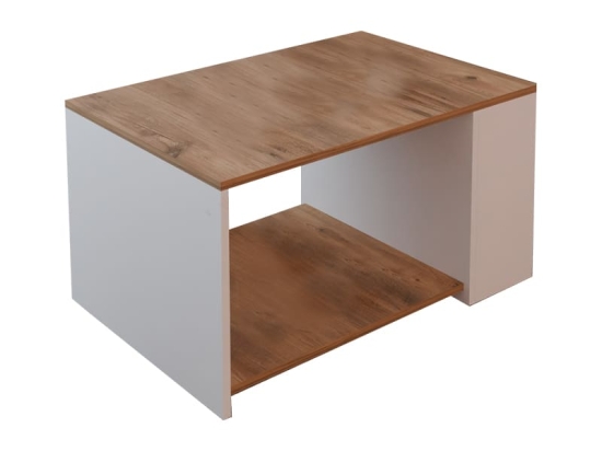 Τραπέζι σαλονιού Noil pakoworld oak-λευκό μελαμίνης 90x60x48εκ