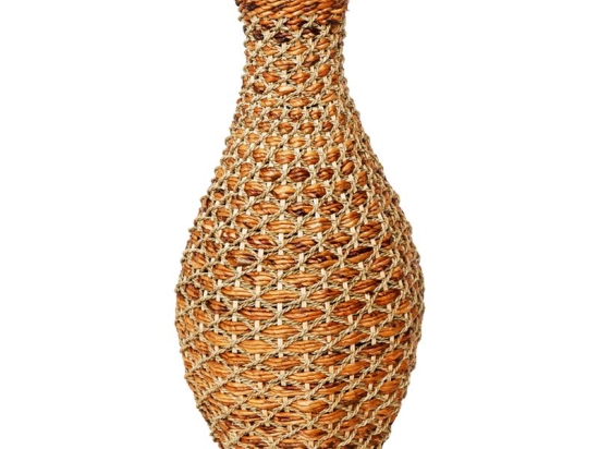 Βάζο Gucre I Inart ξύλο-rattan pe σε φυσική απόχρωση Φ30x70εκ