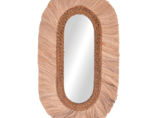 Καθρέπτης Nabore Inart abaca σε φυσικό χρώμα 55x4x96εκ