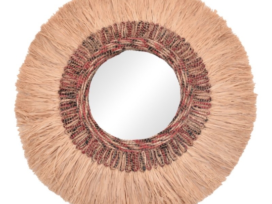 Καθρέπτης Paranome Inart sisal και abaca σε φυσικό χρώμα Φ115x4εκ