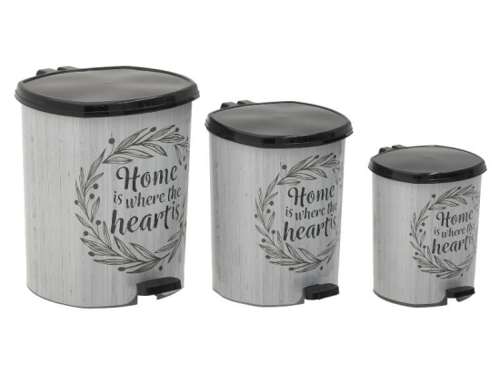Inart S/3 Σετ Κάδος Απορρίμματων PL Λευκός - Home 20/11/6 Lt