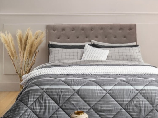 Amo la Casa Πάπλωμα Μονό 170x250 Microsatin Printed - Aria Ανθρακί Ριγέ