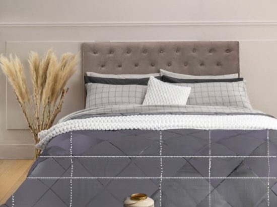 Amo la Casa Πάπλωμα King Size 260x250 Microsatin Printed - Aria Ανθρακί Καρό