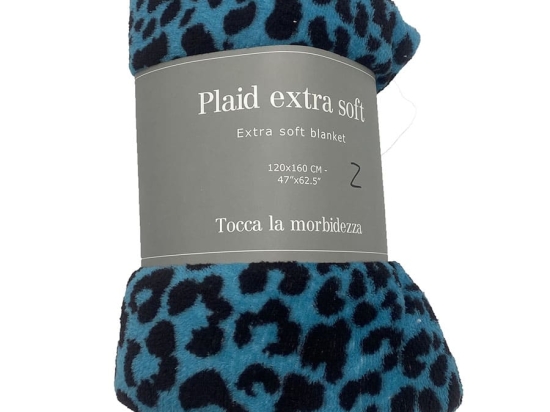 Amo la Casa Κουβέρτα Καναπέ 120160 Fleece Printed - Stampata Μπλε/Μαύρο Λεοπάρ