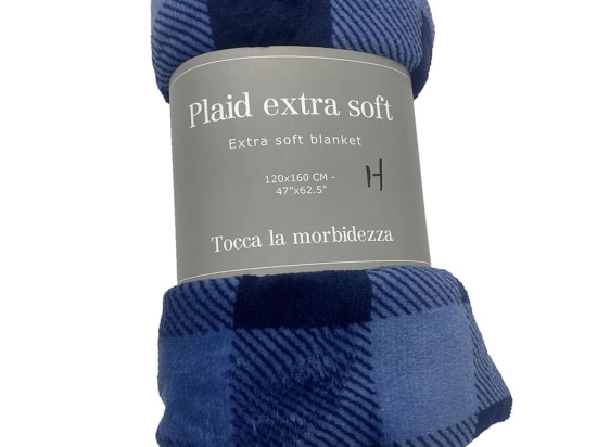 Amo la Casa Κουβέρτα Καναπέ 120160 Fleece Printed - Stampata Μπλε Καρώ