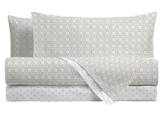 Amo la Casa Σετ Σεντόνια King Size Φανελένια με Λάστιχο 240X290 - Cross Εκρού
