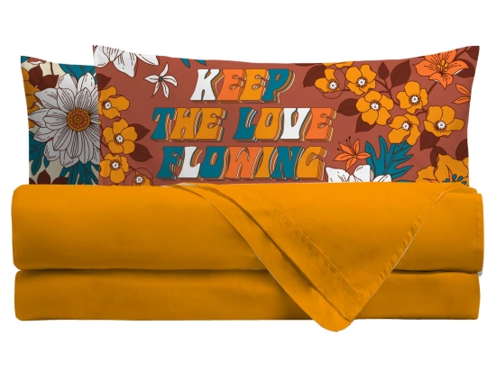 Amo la Casa Σετ Σεντόνια Digital Print King Size με Λάστιχο 240x290 - Flowing Μουσταρδί