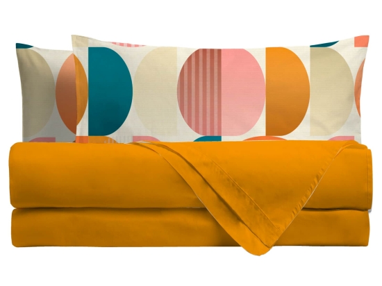 Amo la Casa Σετ Σεντόνια Digital Print Μονά με Λάστιχο 150x290 - Poppie Μουσταρδί