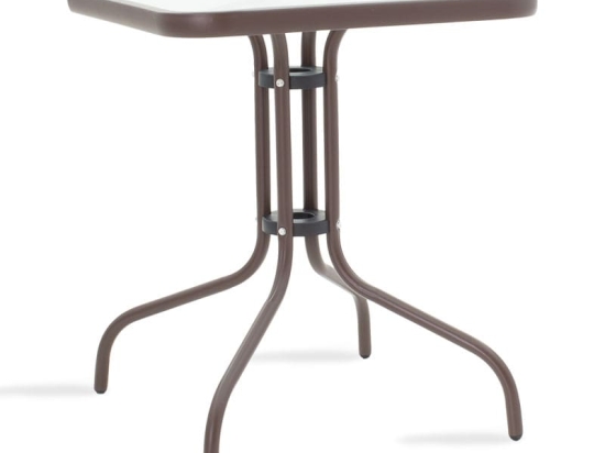 Τραπέζι Watson pakoworld μέταλλο καφέ-γυαλί 60x60x70εκ