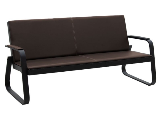 Καναπές 3θέσιος Rogelio pakoworld PU καφέ-μαύρο 174x72x85εκ