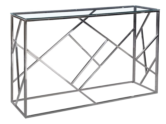 Κονσόλα Mabs pakoworld ατσάλι ασημί-γυαλί 8mm 120x40x78εκ