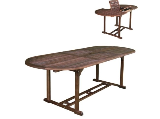 Garden τραπέζι ακακίας οβάλ επεκτεινόμενο 120-170x80x74 εκ
