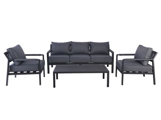 Riviera σετ σαλόνι κήπου με μαξιλάρια ανθρακί 184x76x75 εκ