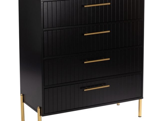 Fino συρταριέρα με τέσσερα συρτάρια μαύρη 80x40x94 εκ