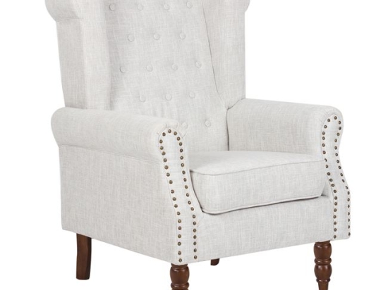 Rosy vintage μπερζέρα με εκρού ύφασμα 76x80x103 εκ