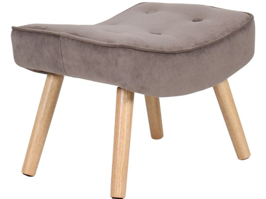 Σκαμπό Alma σε φυσικό χρώμα με καφέ velure ύφασμα 52x38x35 εκ