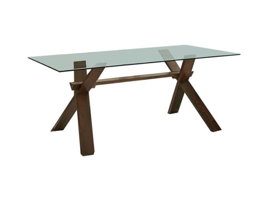 Pella τραπέζι καρυδί burn beech και γυάλινη επιφάνεια 150x90x75 εκ