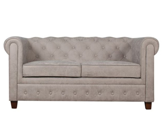Διθέσιος καναπές τύπου Chesterfield με ύφασμα antique γκρι 153x82x73 εκ