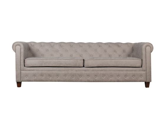 Τριθέσιος καναπές τύπου Chesterfield w με ύφασμα antique γκρι 219x82x80 εκ