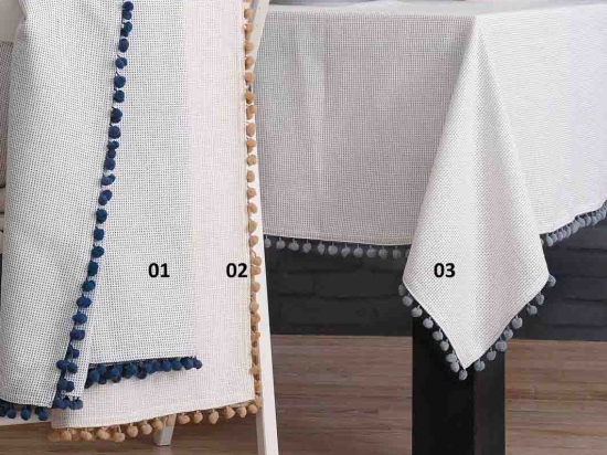 Pom Pom τραπεζομάντηλο με μπεζ μπορντούρα 140x180 εκ