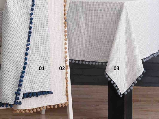 Pom Pom τραπεζομάντηλο με μπεζ μπορντούρα 140x220 εκ