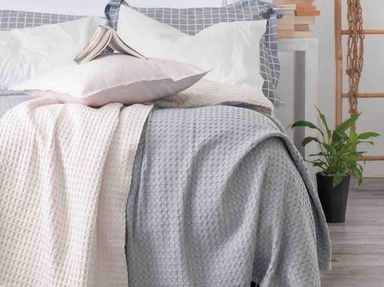 Lexy κουβέρτα πικέ γκρι 230x250 εκ