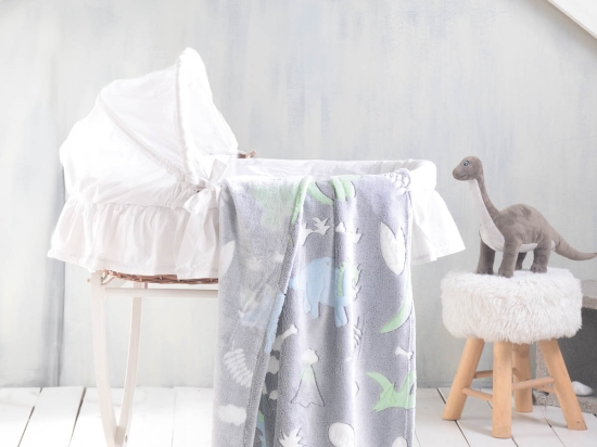 Dinoland βρεφική κουβέρτα flannel fleece που φωσφορίζει στο σκοτάδι 80x110 εκ