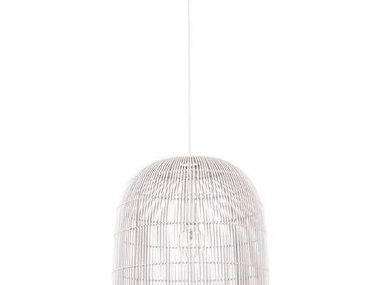 Φωτιστικό κρεμαστό μονόφωτο λευκό από rattan 50x50 εκ