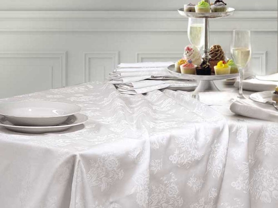 Jasmine τραπεζομάντηλο σατέν ζακάρ λευκό 170x270 εκ
