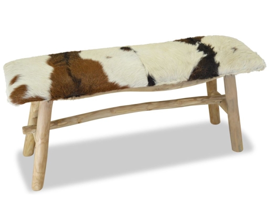 Παγκάκι από γνήσιο δέρμα και ξύλο teak 100x30x45 εκ