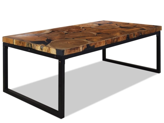 Τραπεζάκι σαλονιού από ξύλο teak και ρητίνη 110x60x40 εκ