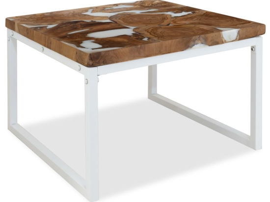 Τραπεζάκι σαλονιού από ξύλο teak και ρητίνη 60x60x40 εκ