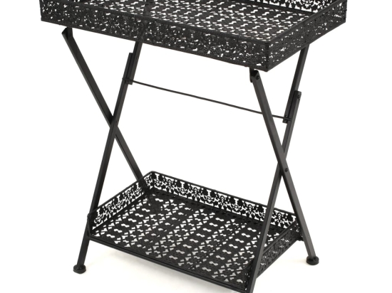Τραπεζάκι πτυσσόμενο vintage μαύρο μεταλλικό 58x35x72 εκ