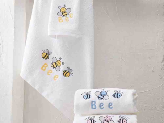 Honey bee σετ πετσέτες παιδικές 2 τεμαχίων σε ροζ χρώμα