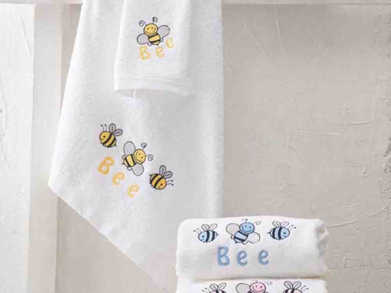 Honey bee σετ πετσέτες παιδικές 2 τεμαχίων σε κίτρινο χρώμα