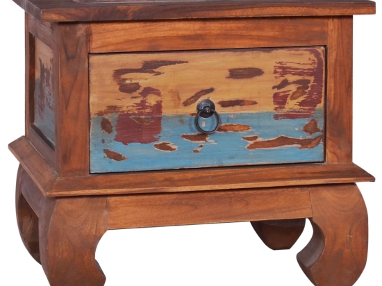 Κομοδίνο από ανακυκλωμένο ξύλο teak 45x35x40 εκ