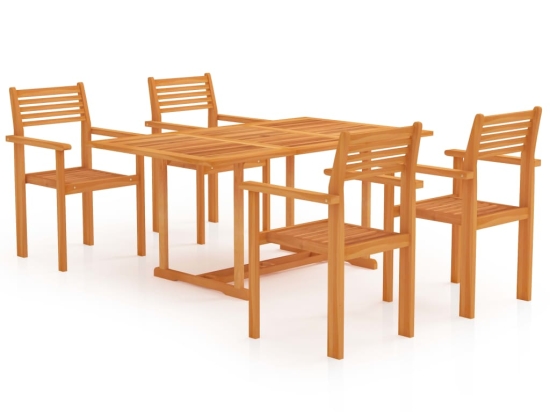 Σετ τραπεζαρίας κήπου από μασίφ ξύλο teak 5 τεμαχίων