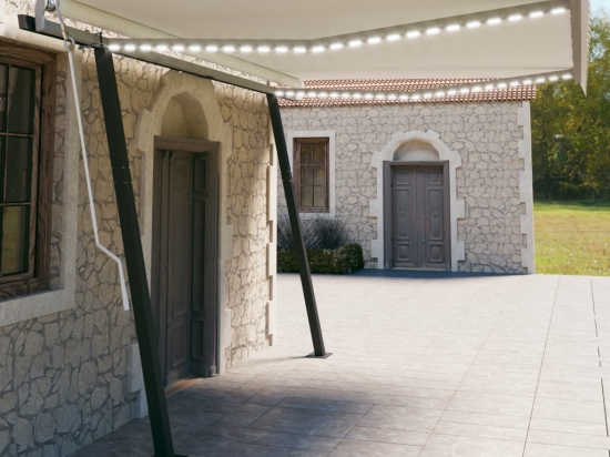 Τέντα συρόμενη χειροκίνητη με στύλους κρεμ 4,5 x 3 μ.