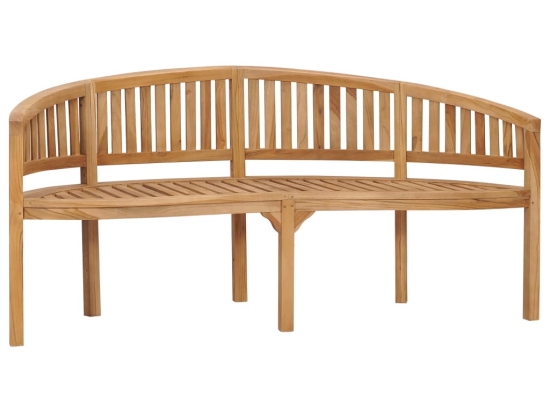 Παγκάκι με καμπυλωτή πλάτη από μασίφ ξύλο teak 180x52x86 εκ